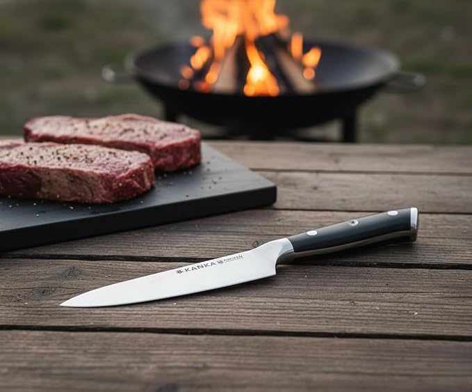 KANKA 5 Inch Utility Kitchen Knife – German Stainless Steel Professional Cutlery with Premium Fiberglass Handle, Razor Sharp Blade for Cutting, Slicing, Carving, Peeling, Fruit & Meat