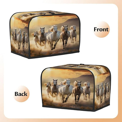 Animal Horse Toaster Cover 4 Slice Wide Slot Washable Toaster Covers | Running Horse Dust and Fingerprint Protection Bread Maker Covers for Kitchen Accessories Decor Bakeware Women Gift