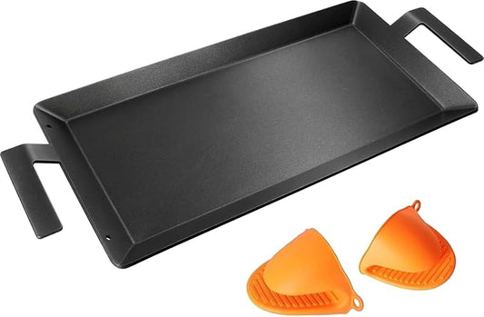 Universal Carbon Steel Griddle for Gas Grill, Griddle Pan for Stove Top, Versatile Stovetop Oven, Induction Cooktop, Flat Top Plate for Charbroil Etc. All Gas & Charcoal Grill 24" x 10"