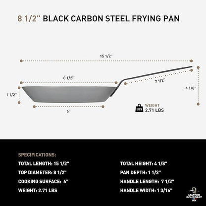 Matfer Bourgeat Black Carbon Steel Frying Pan, 8 1/2"