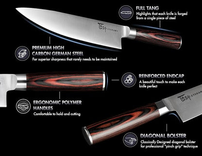 SYOKAMI Japanese Chef Knife, 8 Inch Ultra Sharp Professional Kitchen Knife, High Carbon Stainless Steel Cutting Knife With Ergonomic Wood Handle, House Warming Gifts