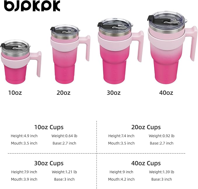 BJPKPK 10 oz Tumbler With Handle Stainless Steel Insulated Tumbler With Lid And Straw Travel Coffee Cups For Women And Men,Cherry Blossom