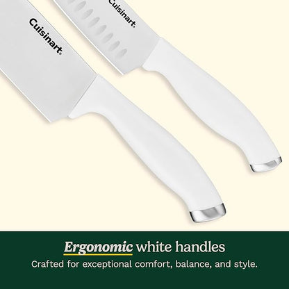 Cuisinart Block Knife Set, 12pc Cutlery Knife Set with Steel Blades for Precise Cutting, Lightweight, Stainless Steel, Durable & Dishwasher Safe, C77SSW-12P