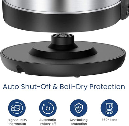 COMFEE' 1.7L Stainless Steel Electric Tea Kettle, BPA-Free Hot Water Kettle Electric with LED Light, Auto Shut-Off and Boil-Dry Protection, 1500W Fast Boil Electric Kettle