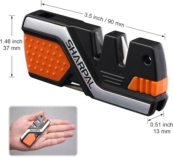 SHARPAL 101N 6-in-1 Pocket Knife Sharpener & Survival Tool – Diamond Sharpening Rod, Fire Starter Ferro Rod, Whistle – Sharpens Straight & Serrated Blades, Repairs & Hones Knives Fathers Day Gift