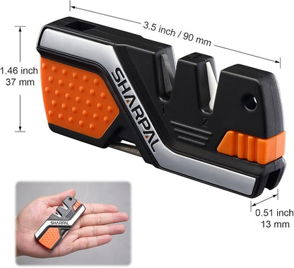 SHARPAL 101N 6-in-1 Pocket Knife Sharpener & Survival Tool – Diamond Sharpening Rod, Fire Starter Ferro Rod, Whistle – Sharpens Straight & Serrated Blades, Repairs & Hones Knives Fathers Day Gift
