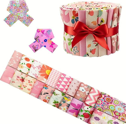 80 Pcs Jelly Roll Fabric Strips for Quilting Sewing,2.6x20 Inch Precut Cotton Floral Fabric Strips Bundles, Perfect Quilting for Sewing Pink