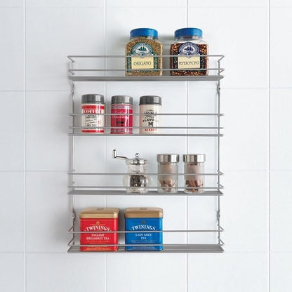Metaltex Spice Rack "Pepito" with 4 Baskets, Silver, 36 x 8 x 45 cm