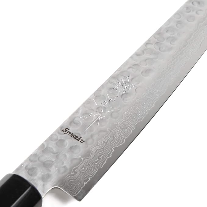 Japanese Sujihiki Knife Hammered Damascus VG-10 46 Layer Octagonal Magnolia Wood Handle, Slicer 9.5-inch (240mm)