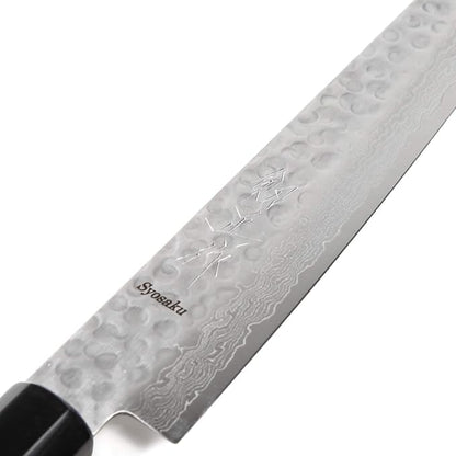 Japanese Sujihiki Knife Hammered Damascus VG-10 46 Layer Octagonal Magnolia Wood Handle, Slicer 9.5-inch (240mm)