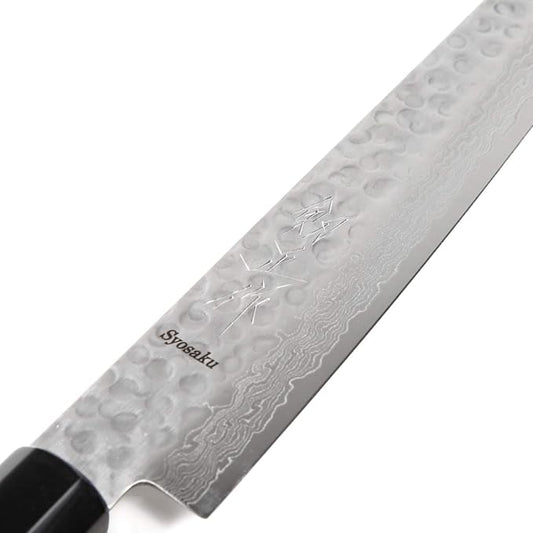 Japanese Sujihiki Knife Hammered Damascus VG-10 46 Layer Octagonal Magnolia Wood Handle, Slicer 9.5-inch (240mm)