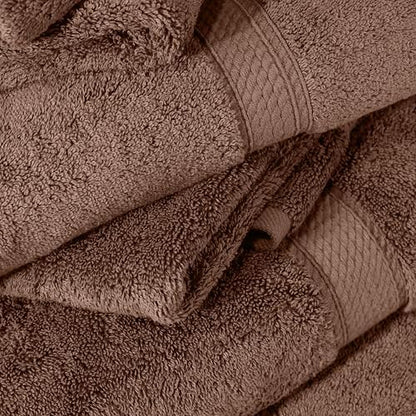 SUPERIOR Egyptian Cotton Ultra Plush & Absorbent, 12 Piece Set, Chocolate