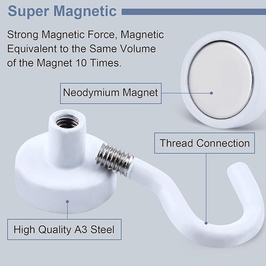 DIYMAG Magnetic Hooks, 30Lbs Strong Heavy Duty Cruise Magnet S-Hook for Classroom, Fridge, Hanging, Cabins, Grill, Kitchen, Garage, Workplace and Office Etc, (75 Pack-White)