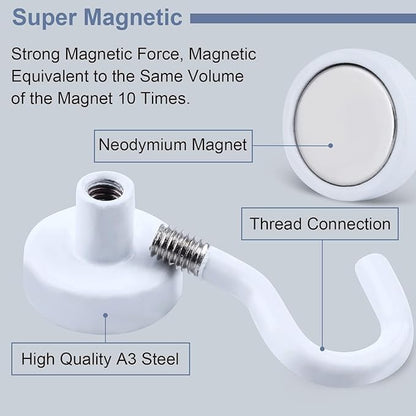 DIYMAG Magnetic Hooks, 30Lbs Strong Heavy Duty Cruise Magnet S-Hook for Classroom, Fridge, Hanging, Cabins, Grill, Kitchen, Garage, Workplace and Office Etc, (20 Pack-White)