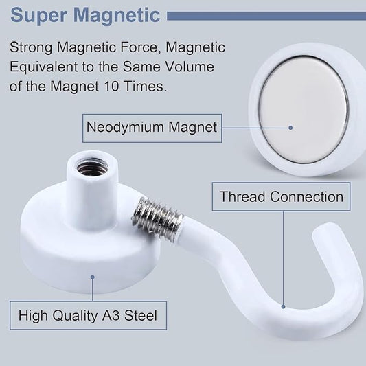 DIYMAG Magnetic Hooks, 30Lbs Strong Heavy Duty Cruise Magnet S-Hook for Classroom, Fridge, Hanging, Cabins, Grill, Kitchen, Garage, Workplace and Office Etc, (15 Pack-White)