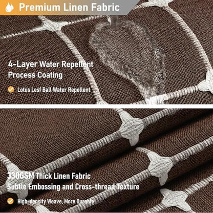 BTTN Extra Long Boho Linen Heavy Duty Fabric Shower Curtain, 72x96, Brown