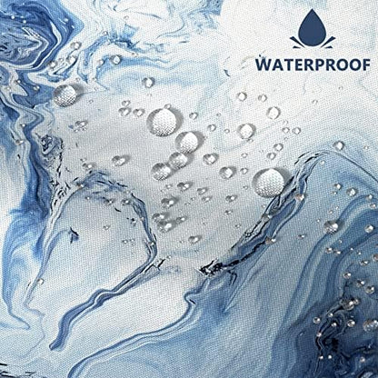 AWERT Blue Marble Shower Curtain - Waterproof for Bathroom Decor, Printed Washable with Hooks, 60x72 Inch