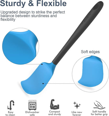 Silicone Spatula Set, 6 Pieces Food Grade Kitchen Utensils with Silicone Brush Heat Resistant Dishwasher Safe BPA-free Rubber Spatula for Scraping, Baking, Cooking, Mixing (Multicolored)
