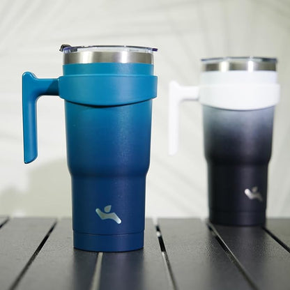 Konokyo 20 oz Tumbler with Handle and 2 Straw 2 Lid, Insulated Water Bottle Stainless Steel Vacuum Cup Reusable Travel Mug,Indigo Black