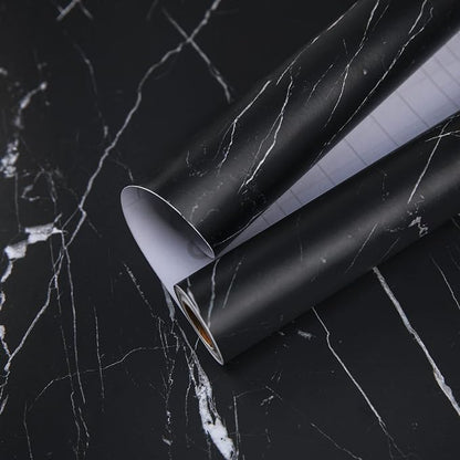 practicalWs 23.6''×118'' Marble Contact Paper Black/White Peel and Stick Wallpaper Thicken Self Adhesive Black Wallpaper for Countertops Cabinets Decorative Easy to Remove