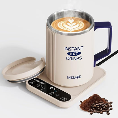 MIKMOK Small Electric Kettle, Desktop Water Heater Mug 400ML, Fast Heating | 300W Heating Coffee Cup, 104-212℉ Temperature Control , LED Display, SUS304 Small Hot Water Dispenser for Office Study Dorm