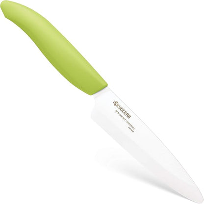 KYOCERA Revolution 2-Piece Ceramic Knife Set: 5.5" Santoku and 4.5" Utility Knife for Your Cooking Needs, White Blades with Green Handles