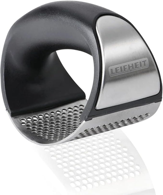 Leifheit Garlic-King Proline Garlic Press Rocker, Time Saving, Durable Strong Mincer Tool - Easy to Use & Clean Crusher, Dishwasher Safe, Kitchen Gadget Smasher, Black/Silver