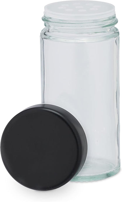 Relaxdays Spice Rack with 12 Spice Jars Refillable with Shaker Insert Rotating Spice Carousel Stainless Steel Black
