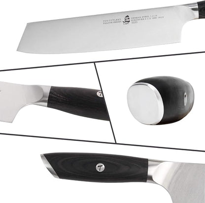 TUO Kiritsuke Chef Knife - 8.5 inch Japanese Kiritsuke Knife - German HC Steel with Pakkawood Handle - FALCON SERIES with Gift Box, Black