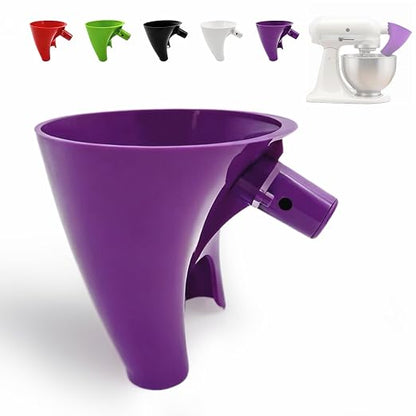 Flour Funnel for Kitchen Aid 5 Qt Tilt-Head Mixer, Easy Pour No-Mess Attachment for Flour, Sugar, and Egg Liquid, Food-Grade Plastic Baking Accessory Compatible with KSM150 (Purple)