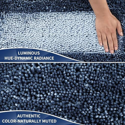 Yimobra Large Bathroom Rug Non Slip 36x24 Inch, Extra Thick Soft Absorbent Chenille Bath Mat, Machine Washable Bath Rugs for Bathroom Floor, Tub and Shower, Home Decor Accessories, Light Blue