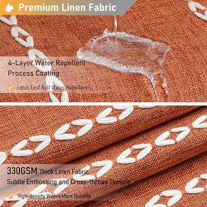 BTTN 54x78 Boho Farmhouse Linen Heavy Duty Shower Curtain Set, Burnt Orange