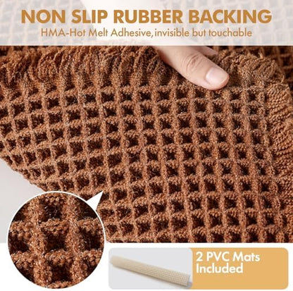 MIULEE Fall Terracotta Set of 2 Waffle Bathroom Rugs Bath Mat 24x36 Inch