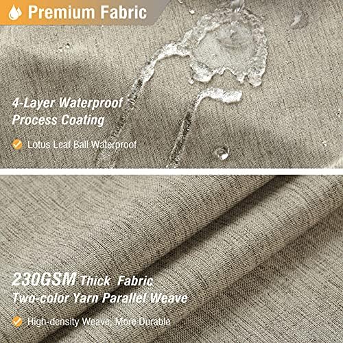 BTTN 60x72 Linen Textured Waterproof Cloth Shower Curtain Set, Khaki/Tan