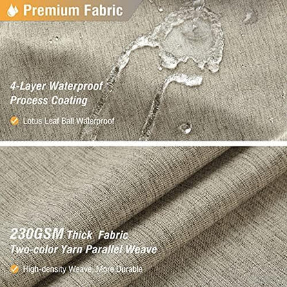 BTTN 60x72 Linen Textured Waterproof Cloth Shower Curtain Set, Khaki/Tan