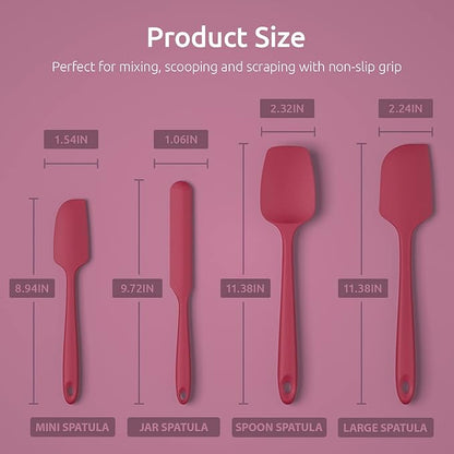 U-Taste Silicone Spatula Set with 480 Degrees Fahrenheit Heat Resistant (Red)