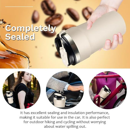 SPLMIFA Travel Coffee Mugs Leak-Proof, Reusable Coffee Cups with Lids, Stainless Steel Vacuum Insulated Coffee Tumblers, Thermal Insulation Cups for Men and Women Hot & Cold Drinks(4th-White, 16OZ)