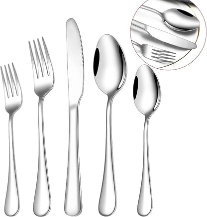 Silverware Set for 8,SANLUNS 40-Pieces Heavy Duty Stainless Steel Flatware Utensils Cutlery Set, Steak Knife/Spoons/Forks, Wedding Housewarming Gift Service for 8,Mirror Polished, Dishwasher Safe