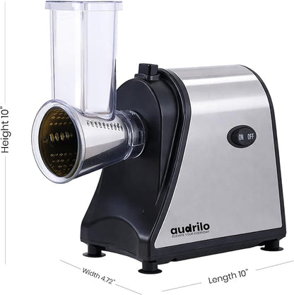 AUDRILO Electric Salad Maker & Cheese Grater, 5-in-1 Electric Vegetable Slicer with Interchangeable Stainless Steel Blades, Electric Food Processor for Cheese, Fruits & Vegetables, Electric Grater