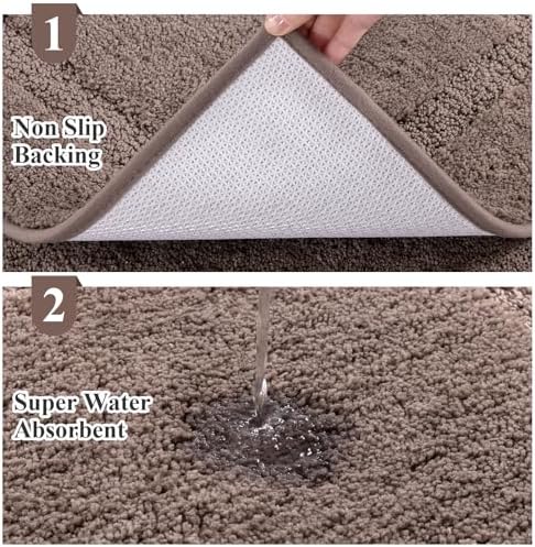 SHACOS Soft Microfiber Coffee Bathroom Rugs Sets 2 Pieces 32x20 inch