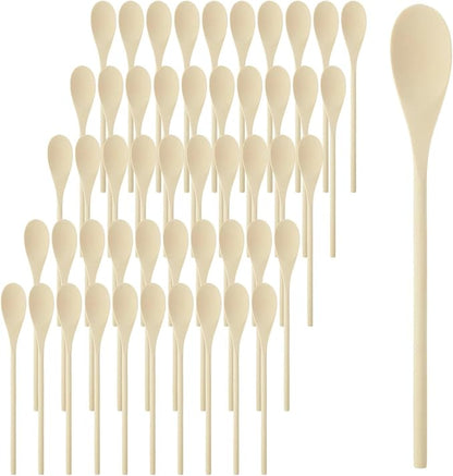 STARVAST 50 Pcs 12 Inch Wooden Spoons for Cooking, Wooden Mixing Spoons Long Handle for Mixing, Stirring or Tasting, Kitchen Utensils for Cooking and Crafts, Personalized Wood Burning