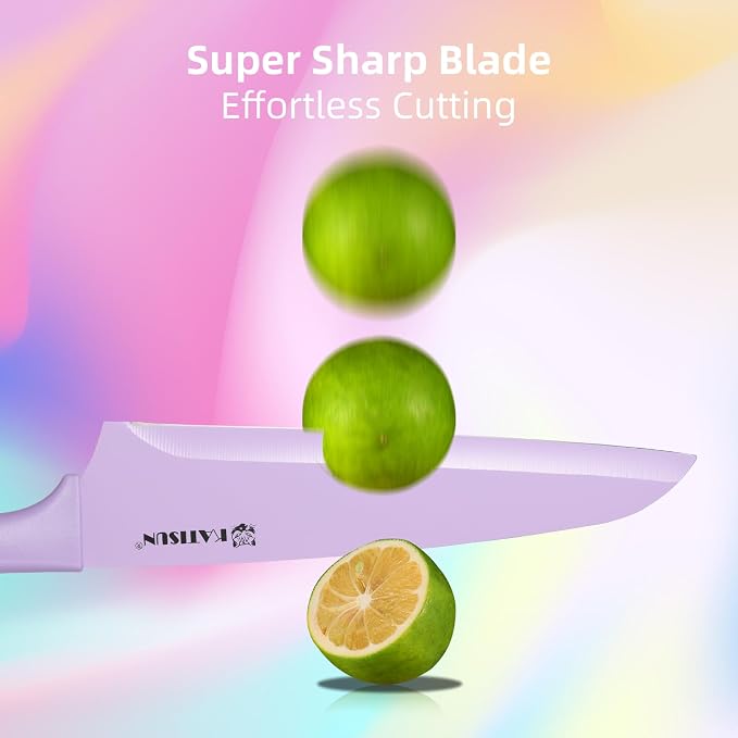 Knife Set with Kitchen Cutting Board，30 Piece Colour Coding Stainless Steel Boxed Knives Set with Kitchen Shears，14 Knives with 14 Blade Covers，Anti-Rust and Dishwasher Safe
