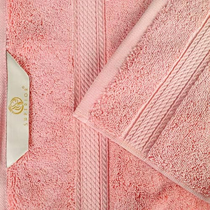 Superior Egyptian Cotton Plush & Absorbent, Face Towel Set of 6, Tea Rose