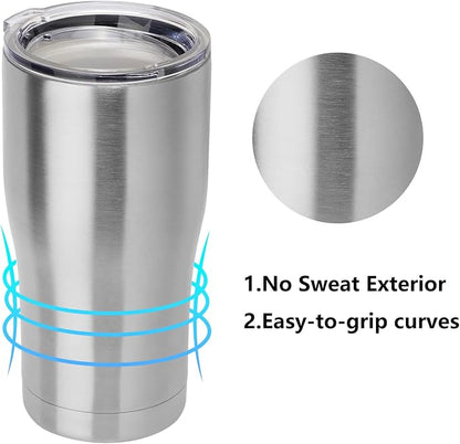 DOMICARE 20oz Tumbler with Lid Stainless Steel Tumblers Bulk, Double Wall Vacuum Insulated Coffee Travel Mug, 8 Count (Pack of 1) Stainless Steel
