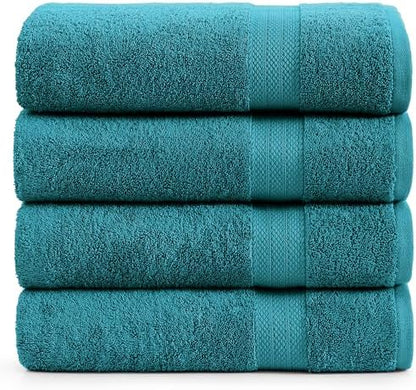 LANE LINEN Bath Sheets 4 Pack Oversized Soft Absorbent - Sea Port