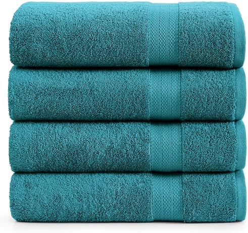 LANE LINEN Bath Sheets 4 Pack Oversized Soft Absorbent - Sea Port