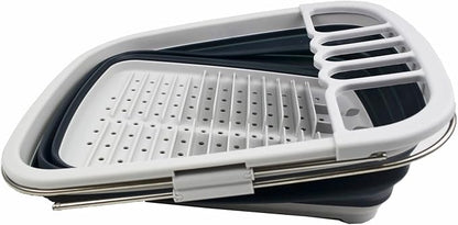 SAMMART 8L (2.11Gallons) Expandable Collapsible Dish Drainer - Foldable Drying Rack - Portable Dinnerware Organizer - Space Saving Kitchen Storage Tray (Grey/Slate Grey, 1)