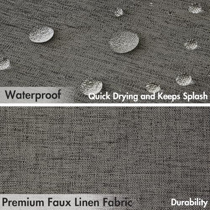 MIULEE Charcoal Grey Scalloped Linen Shower Curtain 72x72 Inches
