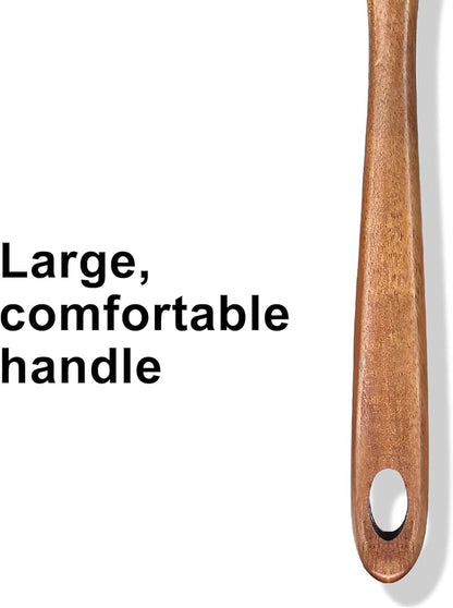 Acacia Large Wooden Spoons for Cooking Utensil Non Toxic Bamboo Spatulas for Kitchen Utensils Nonstick Mixing Serving Spoon Best Big Wood Cooking Spoons Long Handle Spatula Kitchen Stirring Spoon