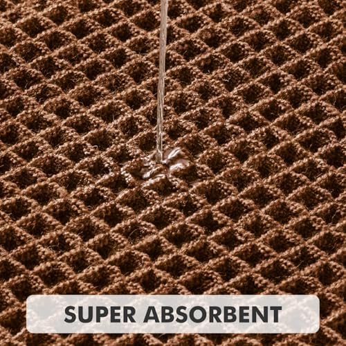 MIULEE Set of 2 Waffle Bathroom Rugs Boho Bath Mat Mocha 17"x24"+18"x30"